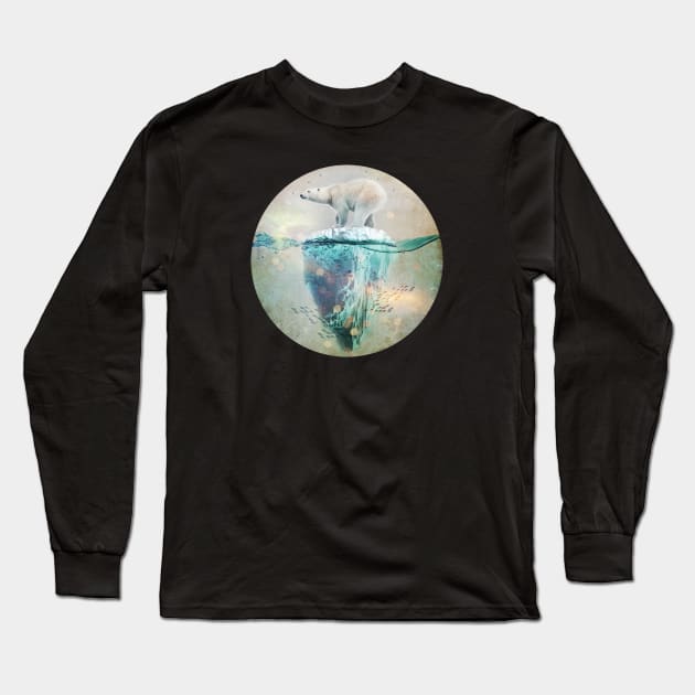 Polar Bear on an Iceberg - Climate Change Long Sleeve T-Shirt by Vin Zzep